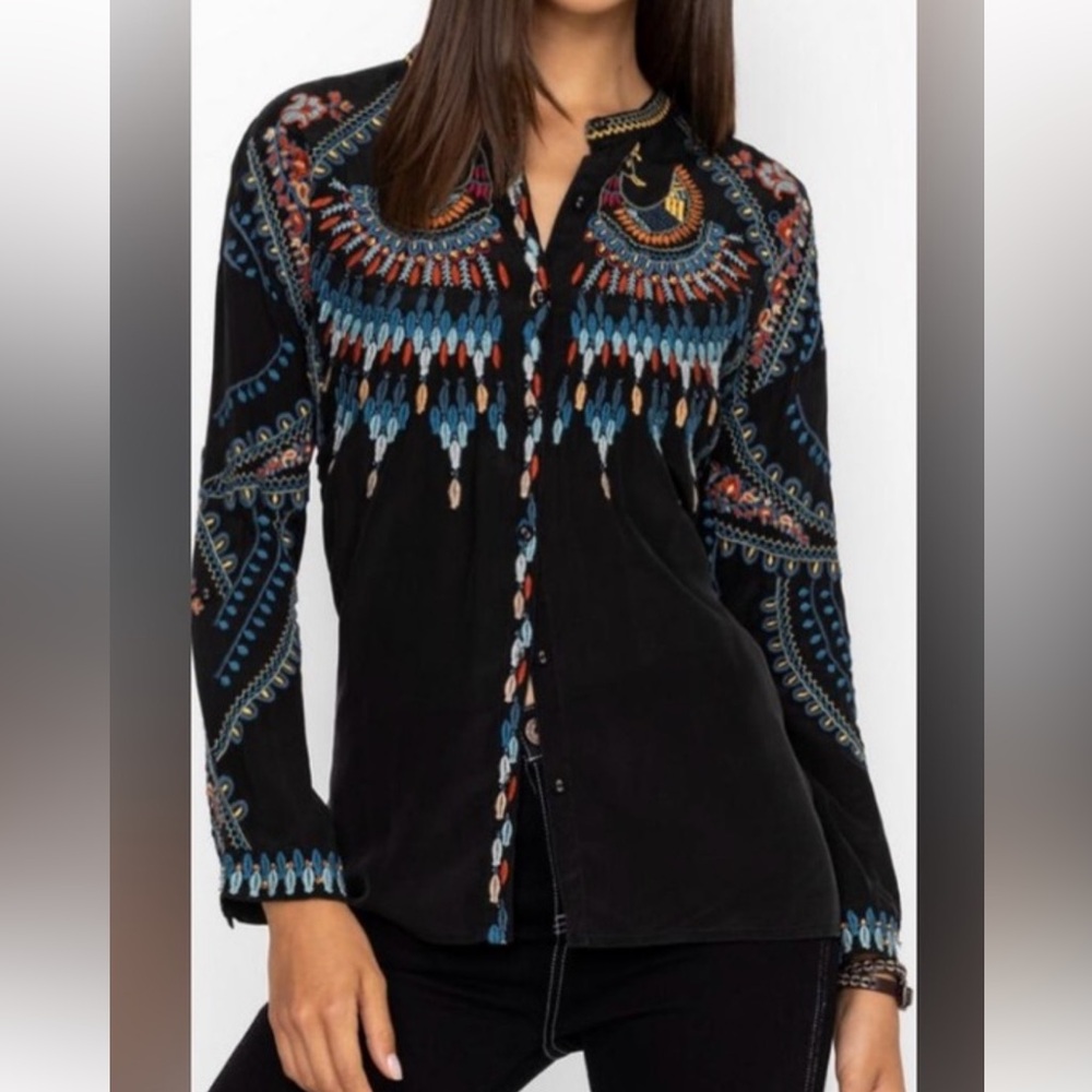 Johnny Was The Audrey Mandarin Tunic Black